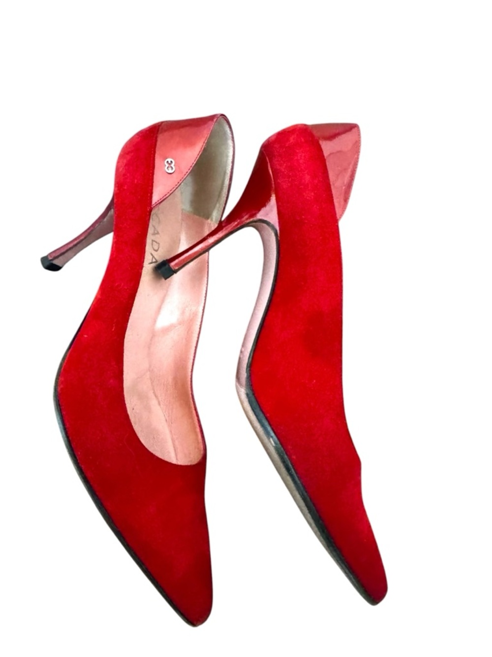 Escada Red Suede Pointed-Toe Women's Pumps - Picture 8 of 9